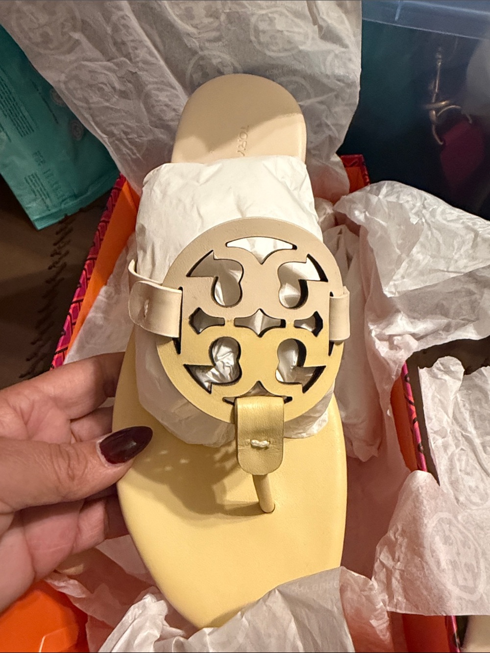 Tory Burch Lemon Cream Miller Thong Sandal